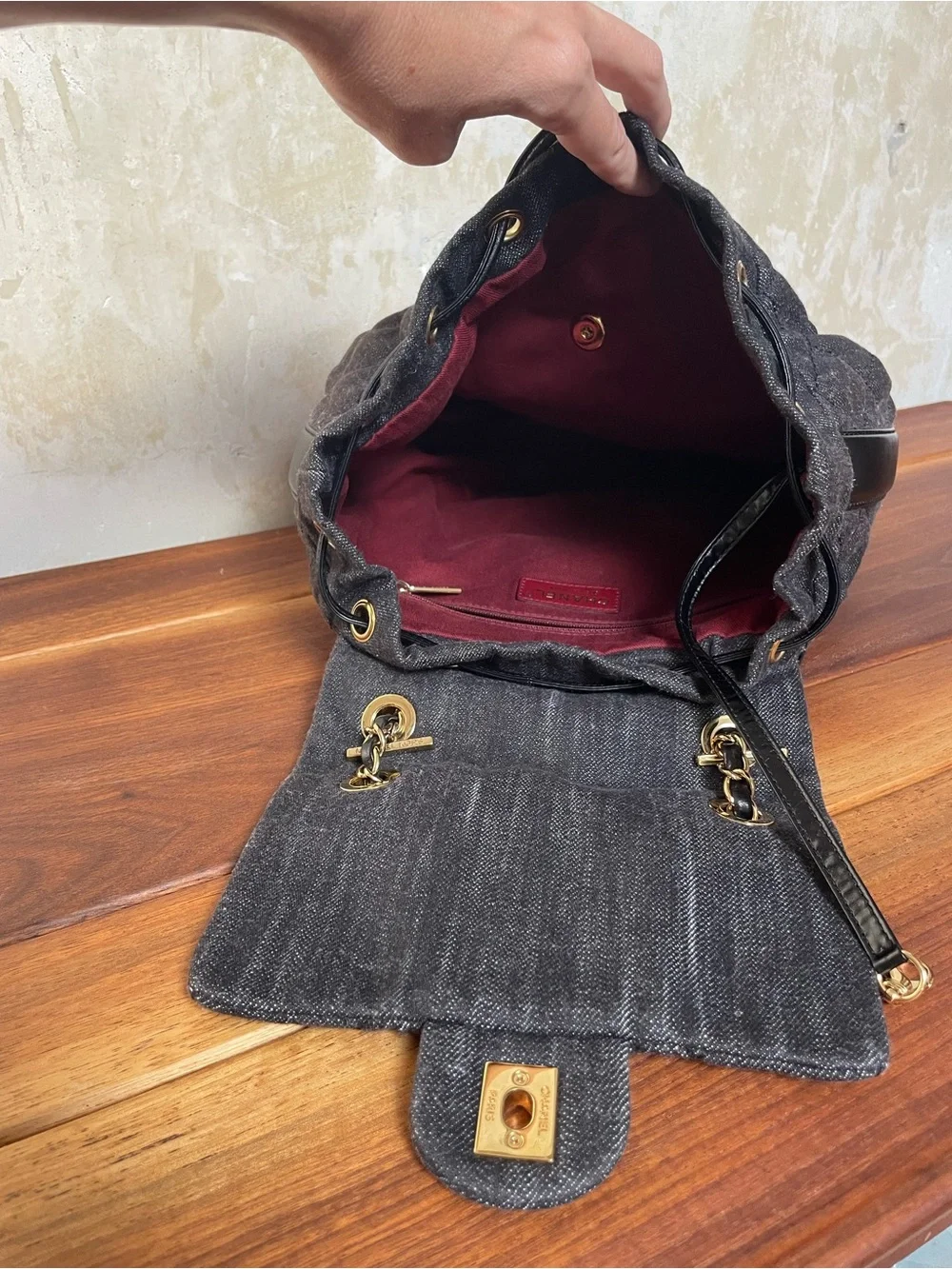 Chanel Washed Denim Calfskin Quilted Backpack 2016